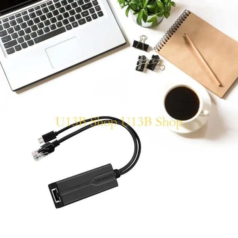 U13B Easy to Use USB POE Splitter, 48V to 5V USB Power Sources IEEE802.3af/at Compliant for Electronic Accessories