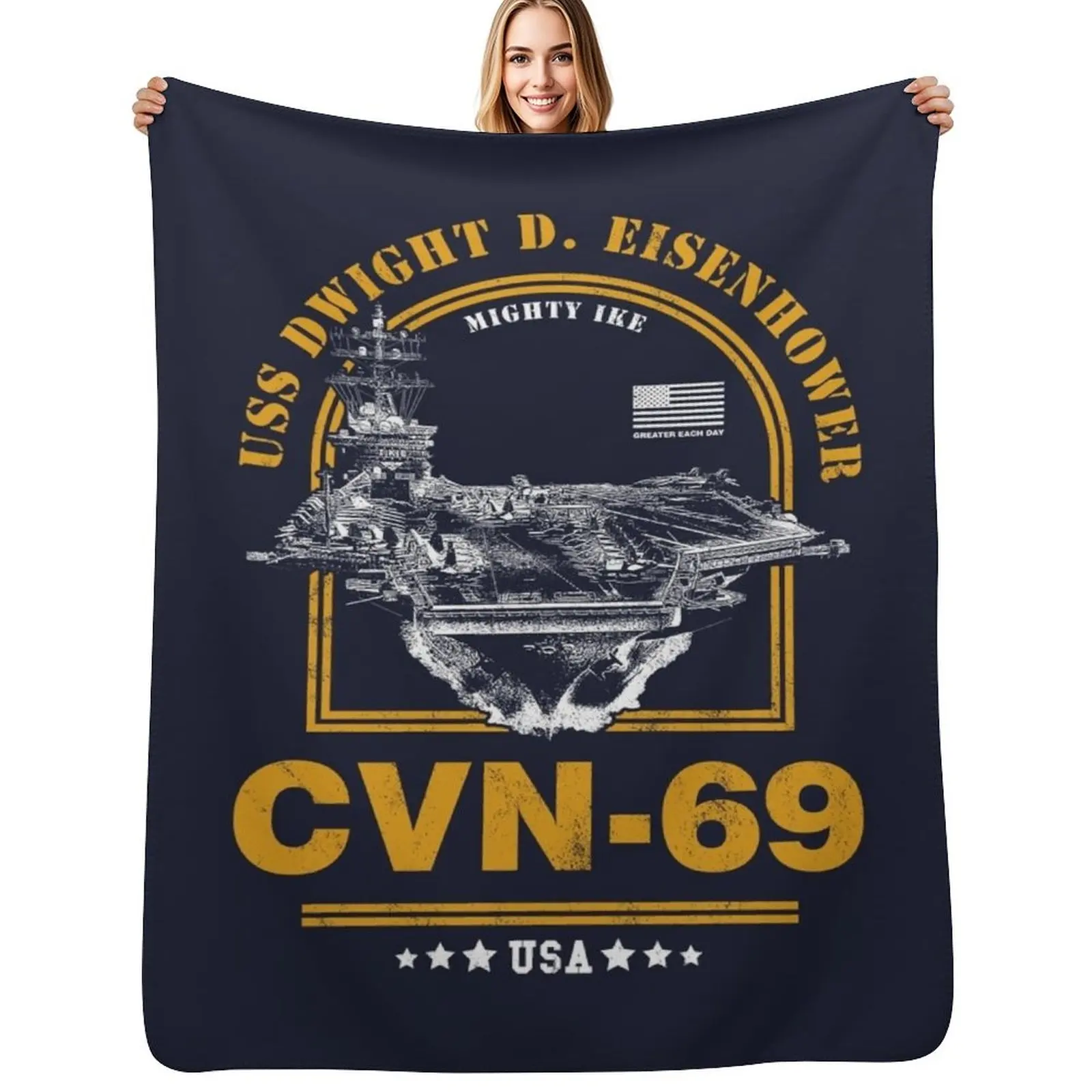 

CVN-69 USS Dwight D. Eisenhower Throw Blanket Summer Cool Breathable Blanket for Sleeping