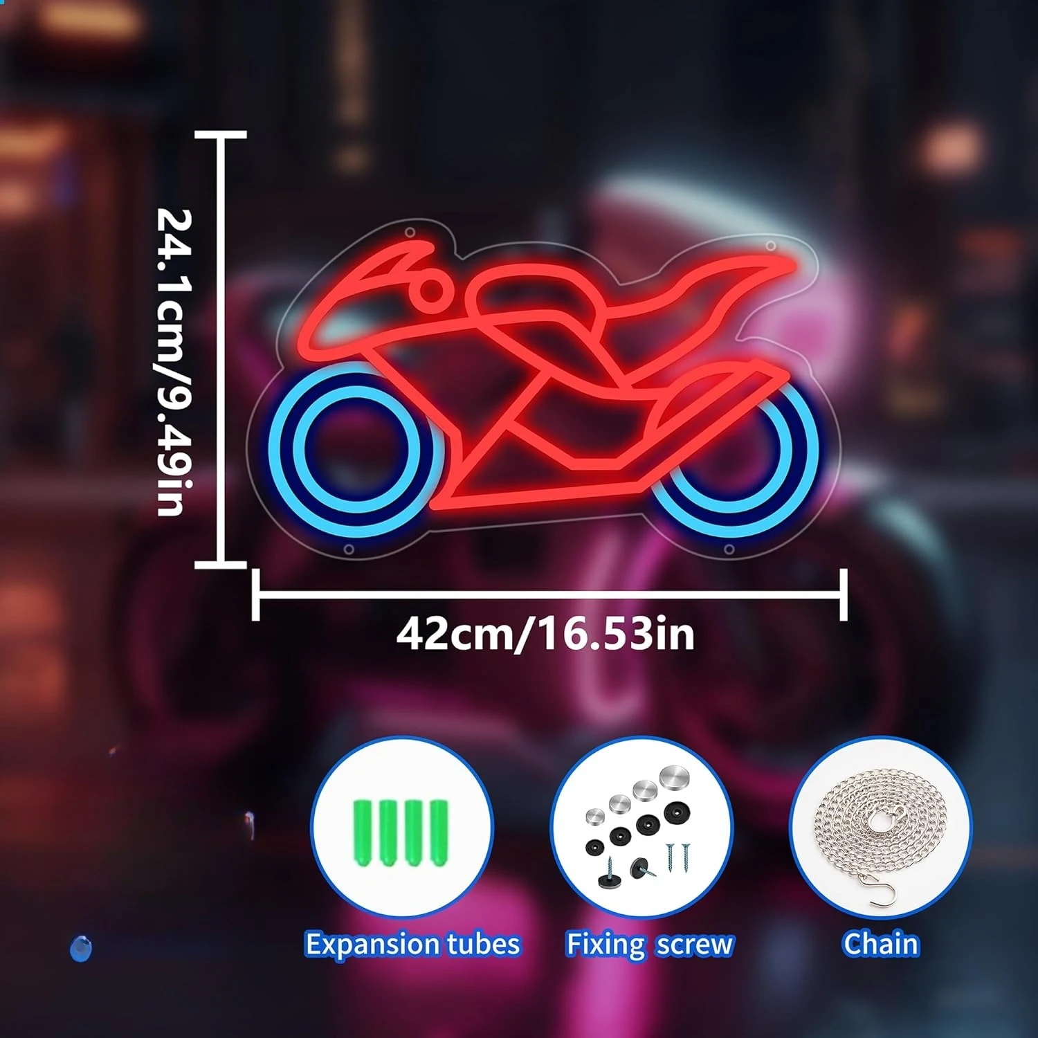 دراجة نارية النيون USB بالطاقة LED عكس الضوء LED ضوء النيون لغرفة النوم لعبة غرفة رجل الكهف بار نادي ديكور هدية شخصية #3