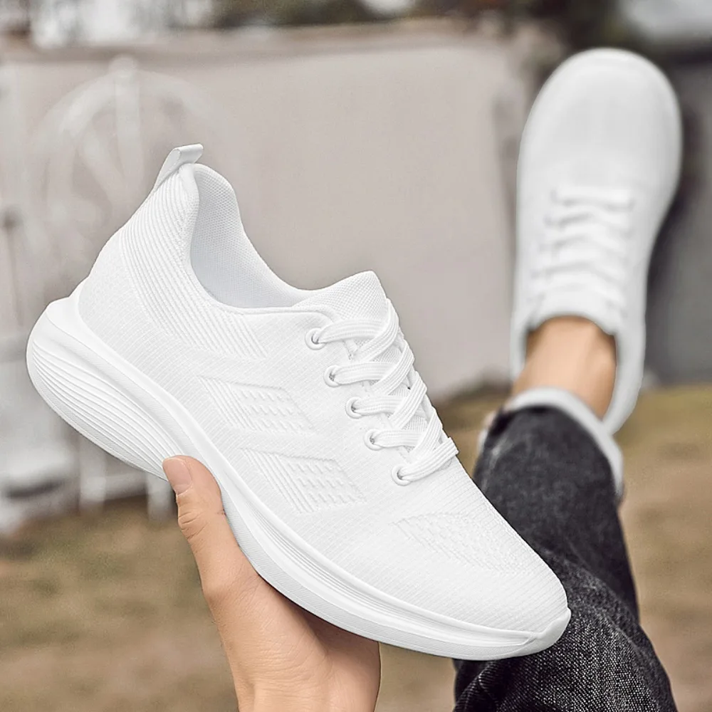 Flying Weaving Breathable Increase 8/10cm Invisible Height Increasing Casual Sneakers Men All Match Non-Slip Soft Walking Shoes