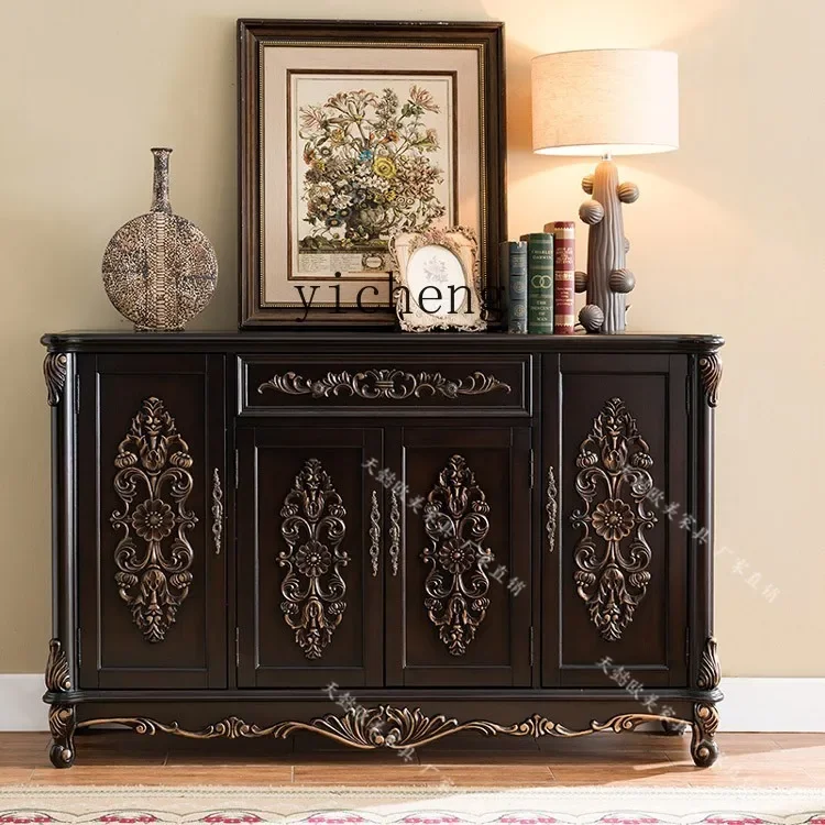 a2 Shoe Cabinet Large Capacity American Solid Wood Frame Living Room Carved Display Sideboard Cabinet