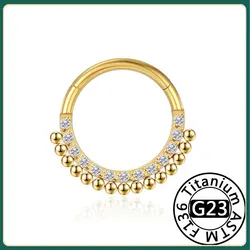 G23 Titanium Beads Piercing Nose Rings Zircon Nose Rings Clicker Ear Cartilage Tragus Helix Earrings Piercing Body Jewelry 16G