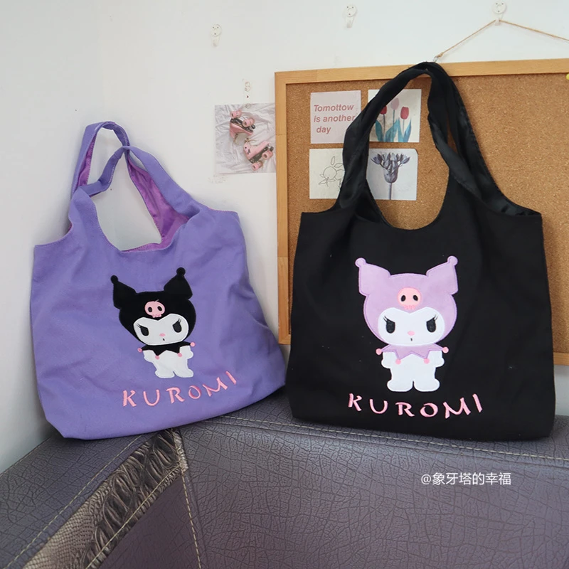 Girly Canvas Bag Anime Hangbag Kuromi My Melody Cinnamoroll Pochacco Japanese Style Shoulder Bag For Girl Student Shopping Bag