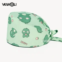 Cute cartoon printing Tieback medical Surgical hat doctor clinical lab cap nurse Dentist Beautician Pet shop scrub hat