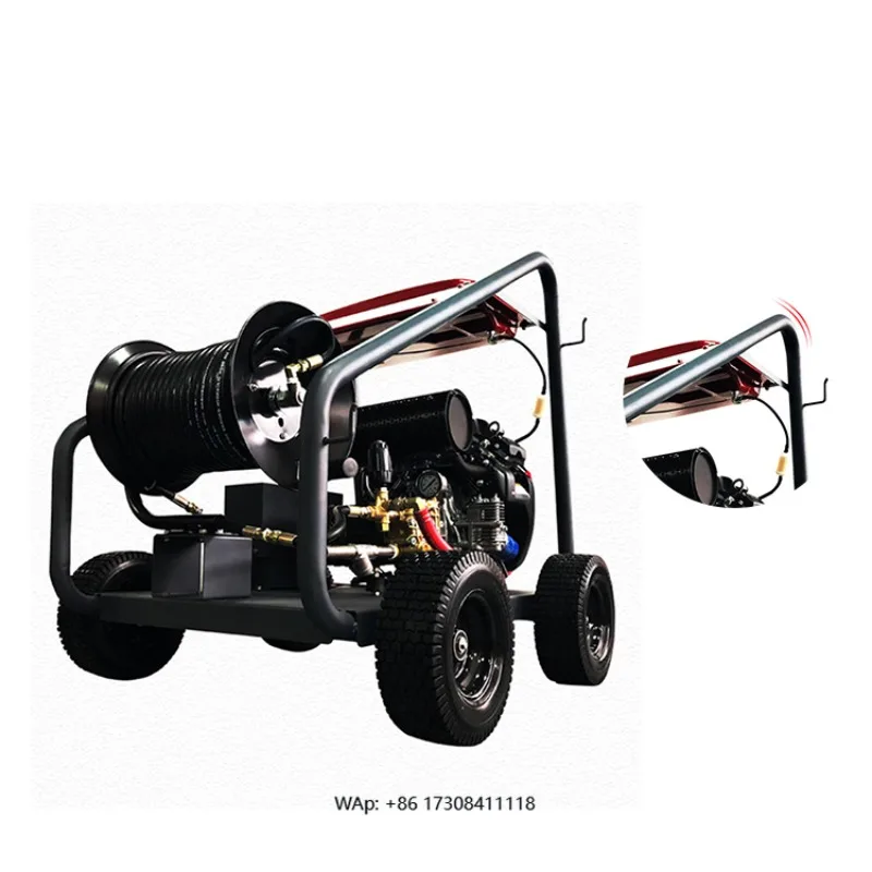 Sewer High Pressure Dredging Machine Pipe Cleaning Equipment 200bar Max. Pressure High Quality Steel Cold Water