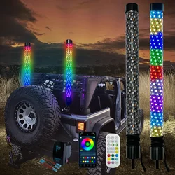12V 2FT LED Fat Whip Lights Music Remote Control RGB Flagpole Antenna Whips Lamp for UTV, ATV,Off Road,Truck,Sand,Buggy Dune,RZR
