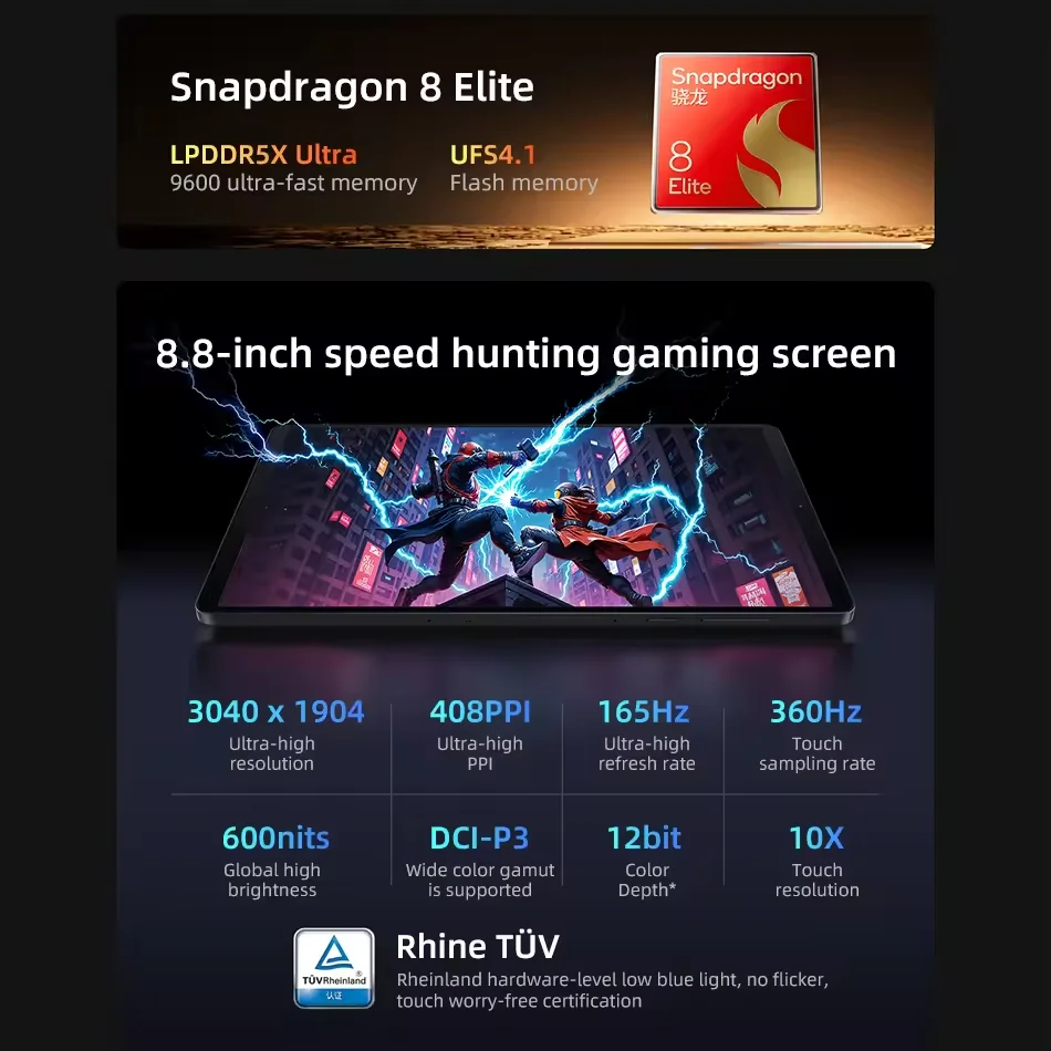Lenovo Legion Y700 4a generazione TB322FC 256GB 512GB ROM Snapdragon 8 Elite Display da 8,8" 165Hz 7600mAh 68W Ricarica Tablet da gioco PC