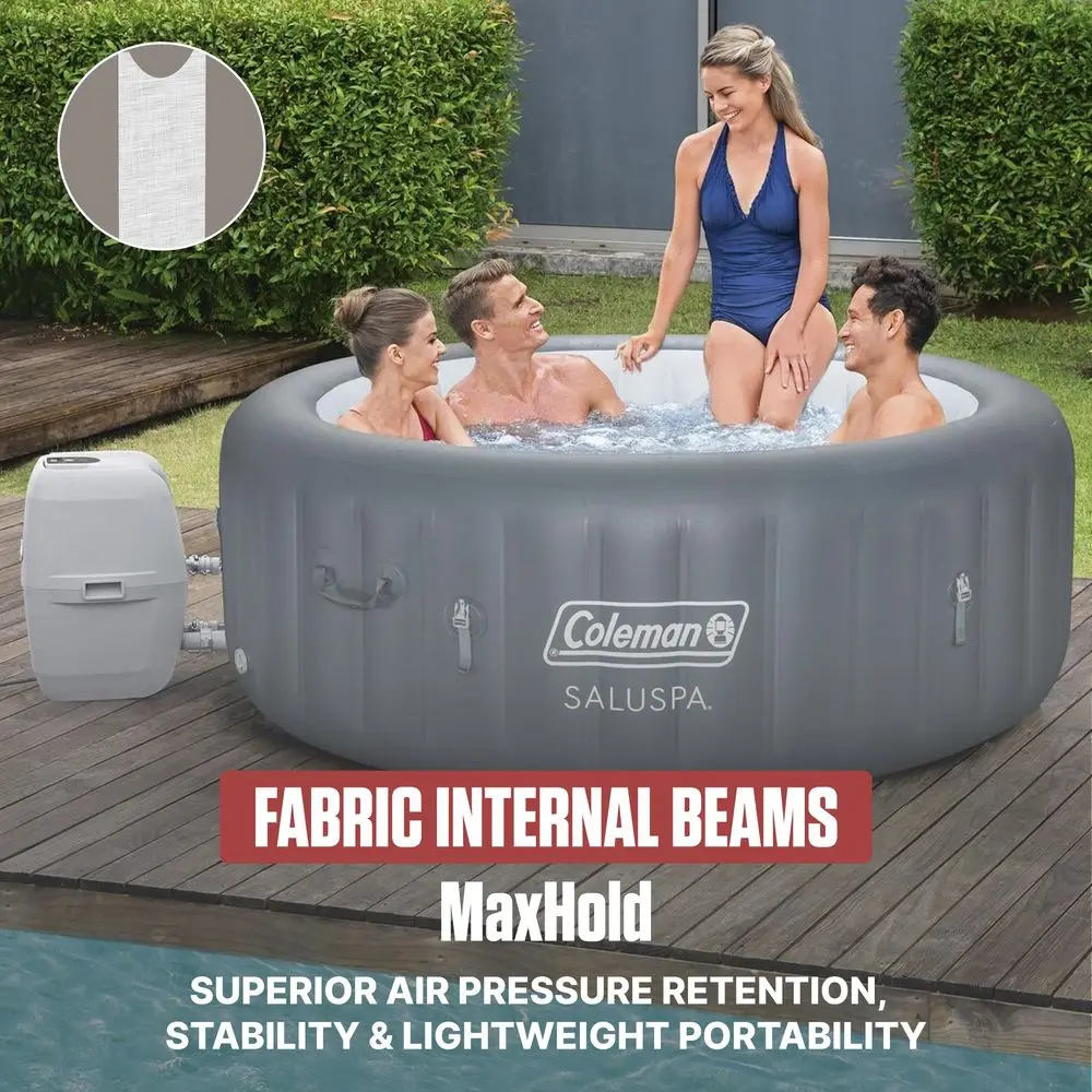 

4 to 6 Person Inflatable Hot Tub, Round EnergyEfficient Portable Outdoor Spa with 140 AirJets, 77 x 28 , Custom