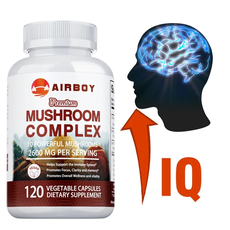 Mushroom Complex Capsules - Promotes Brain Health, Boosts Immune Function, and Helps Enhance Memory and Concentration
