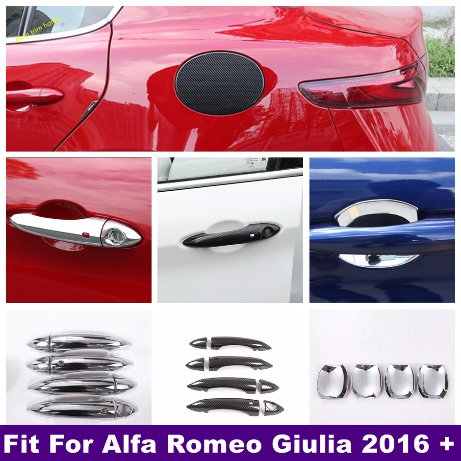 

Door Handle Cap Grip Bowl Oil Gas Tank Cover Trim Fit For Alfa Romeo Giulia 2016 - 2022 ABS Chrome / Carbon Fiber Accessories