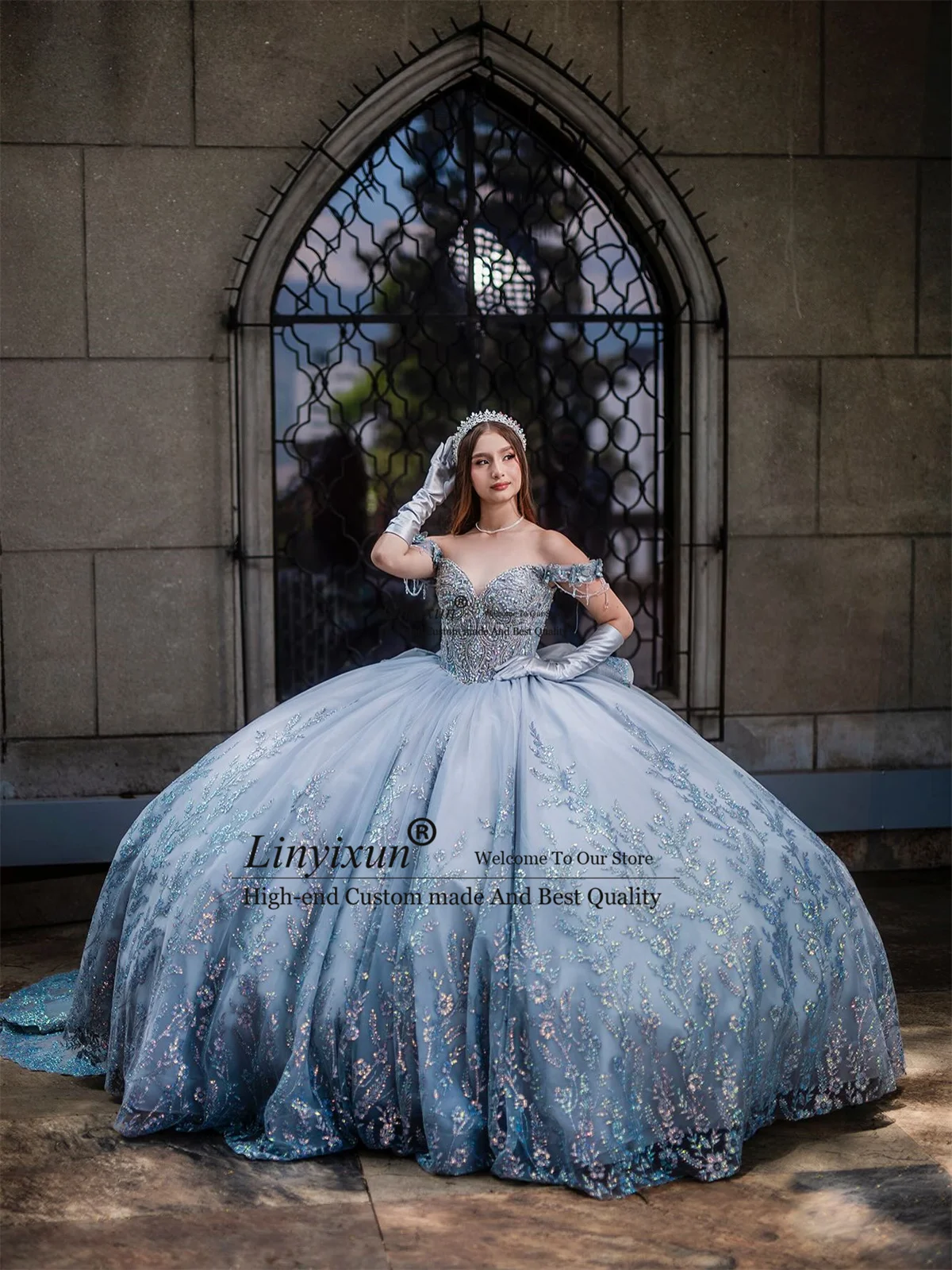 

Блестящее кружевное платье Quinceanera с 3D цветочной аппликацией, красное платье на день рождения Sweet 16, с открытыми плечами, индивидуальное платье Vestidos De 15 Años