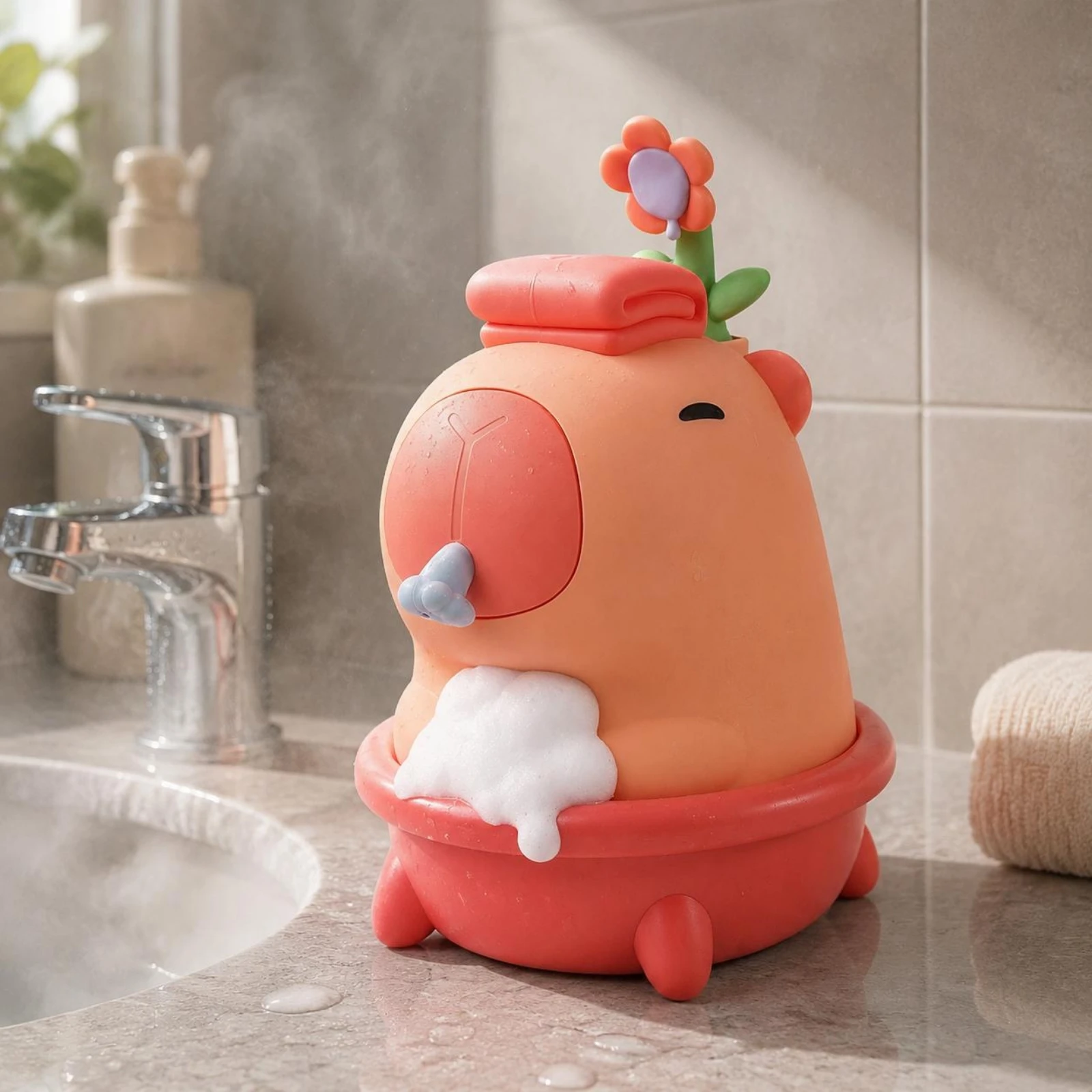 

Capybara Foam Dispenser Rechargeable Automatic Bubble Dispenser Bathroom Gadget for Children, Bedroom