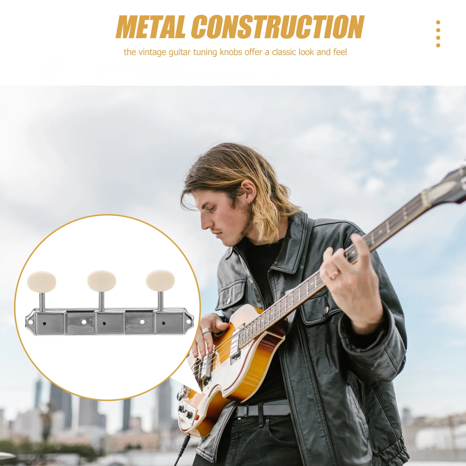 

1Pair Guitar Tuning Knobs Vintage Metal Tuners Set for Electric Guitar 3L Configuration Precise Adjustment