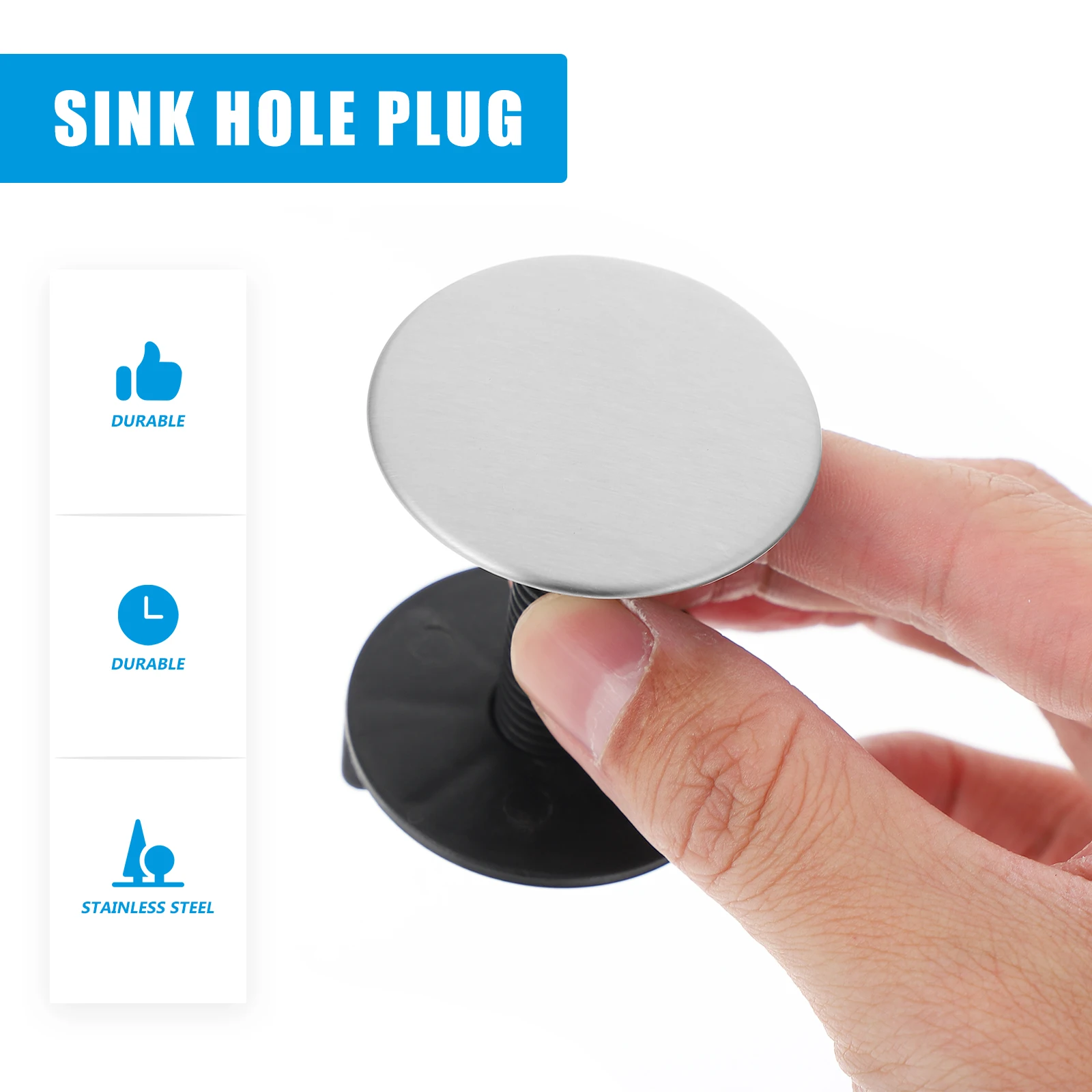 

4 Pcs Sink Hole Cover Kitchen Plug Cap Stopper Stainless Steel Thread Sealing Caps Tap Hole Plate Basin Accessories Prevent