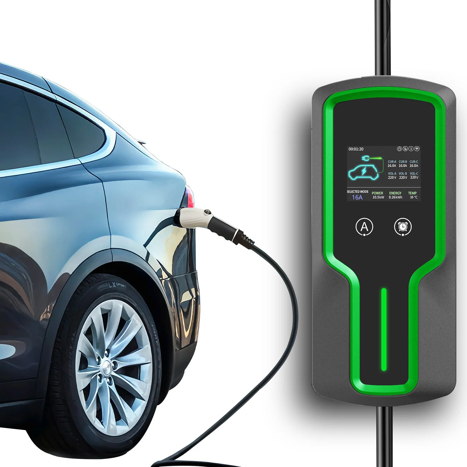 

16A Level 2 Portable Car Charger IP55 Electric Vehicle Car Charging with Type1 or Type2 Plug