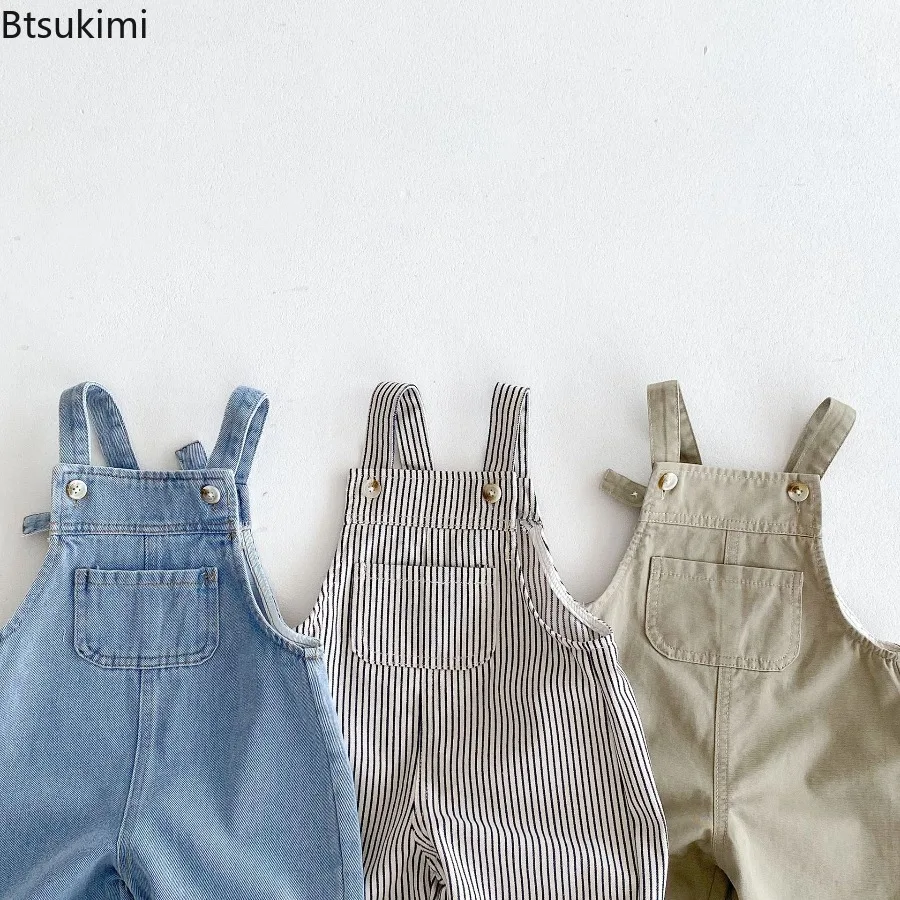 2026 Spring New Children Denim Overall Boys Girls Casual Pants Kids Jumpsuit Baby Strap Pants Toddler Trousers Infant Clothes