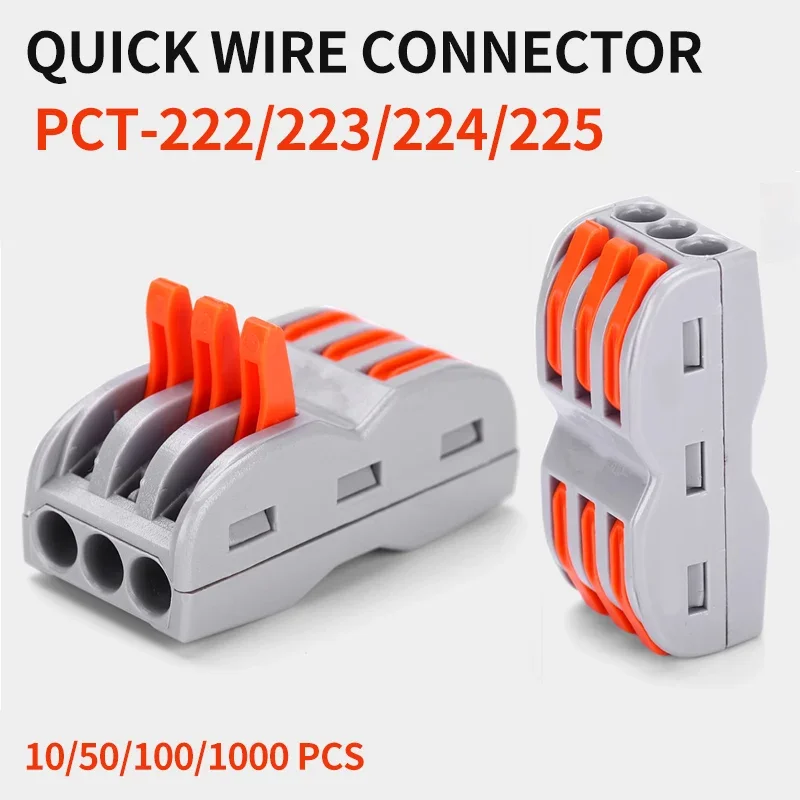 10/1000Pcs SPL-2/3/4/5 Mini Quick Wiring Terminal 2-In 2-Out,3-In 3-Out Parallel Wire Connection Connector, Press Type