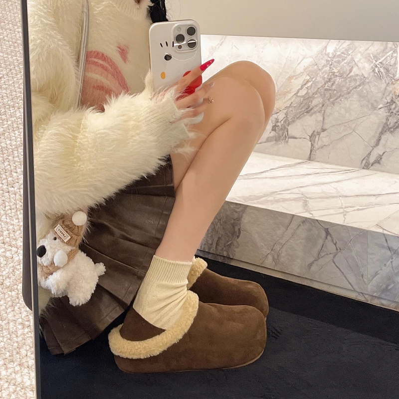 

Зимняя хлопковая обувь на плоской подошве, женские зимние ботинки на платформе, плюшевые теплые зимние толстые модные женские ботильоны, Botas Mujer Bottes Femmes