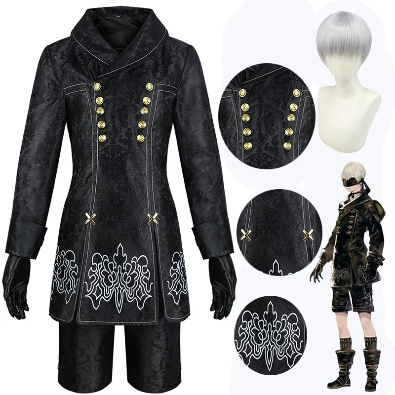 9s Cosplay Costume Game Nier Automata Yorha No.9 Type Outfit Wig Men Role Play 9s Cosplay Costume Halloween Costumes for Men