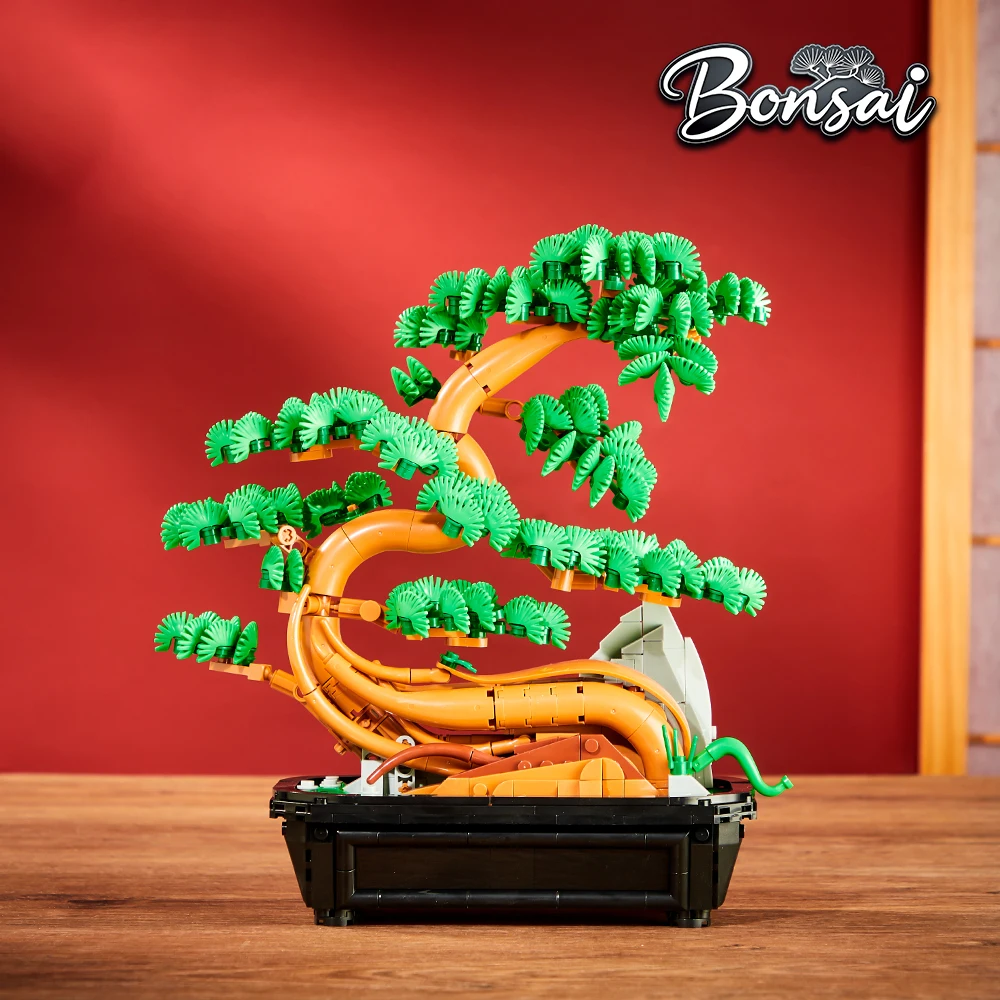 

Набор для сборки 2-в-1: Бонсай «Приветствующая сосна» с красными листьями, креативный декор для дома, конструктор, модель, игрушка, подарок на день рождения для девочки