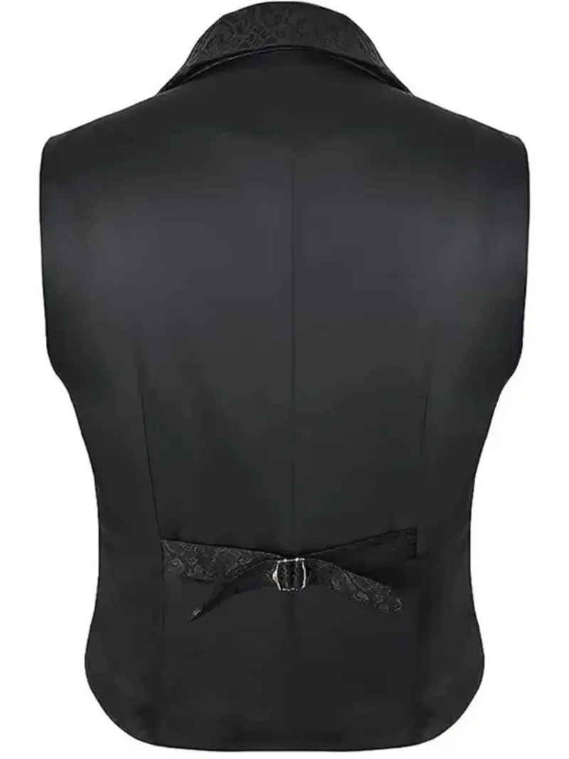 Herren Vintage Viktorianische Blumen-Jacquard-Weste, V-Ausschnitt, einreihig, ärmellos, Gothic Hochzeits-Party Cosplay Kostüm – Detail 17