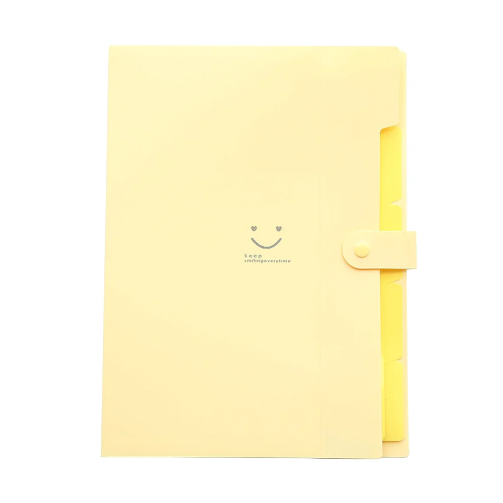 

Pockets Plastic Expanding File Folders A4 Letter Size Snap Closure Accordion Folder Document Organizer(with Random Smile Face)