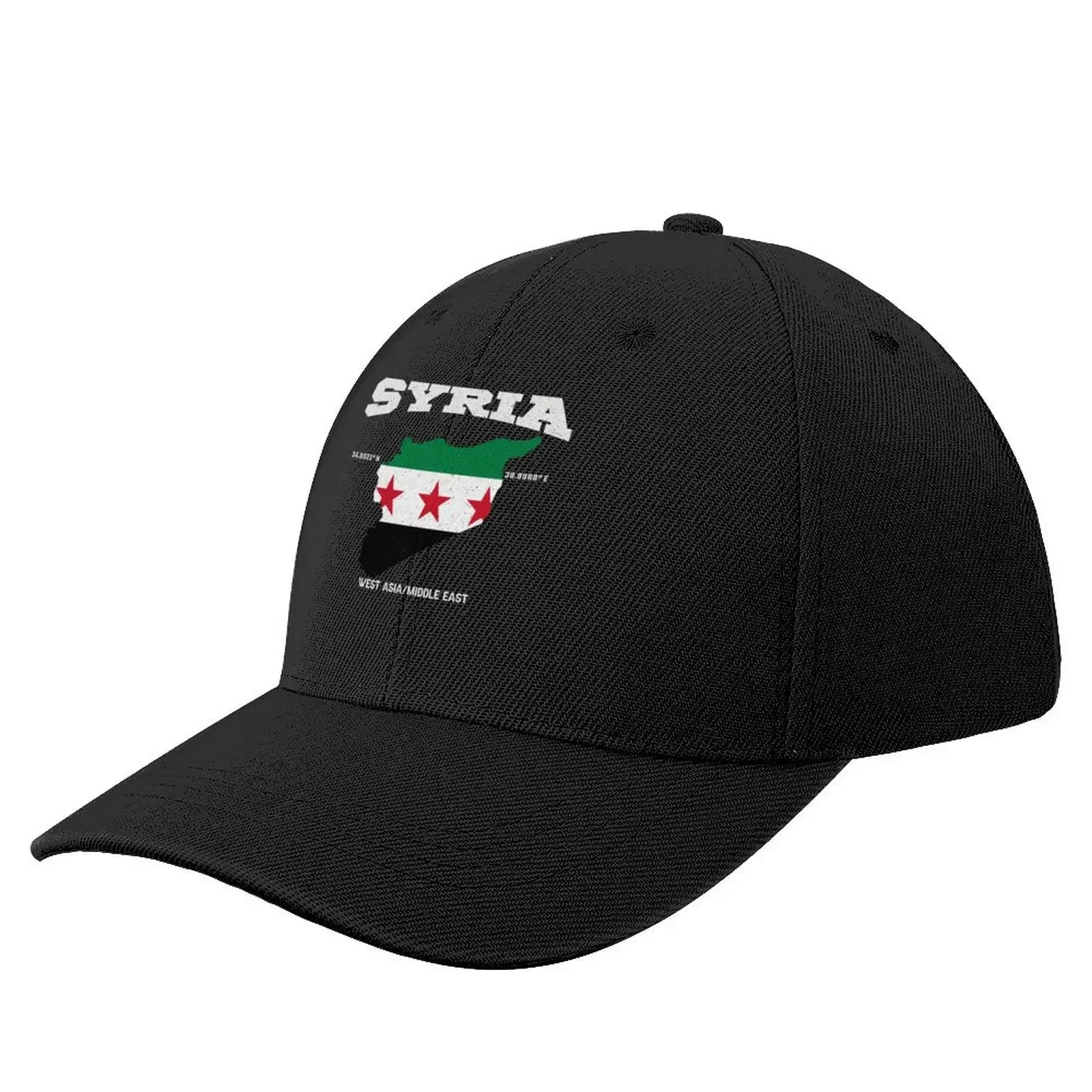 Karte mit syrischer Flagge, Syrien-Koordinaten, Syrien-Lokalisierung, Baseballkappe, luxuriöse Herrenkappe, luxuriöse Damen- und Herrenkappe