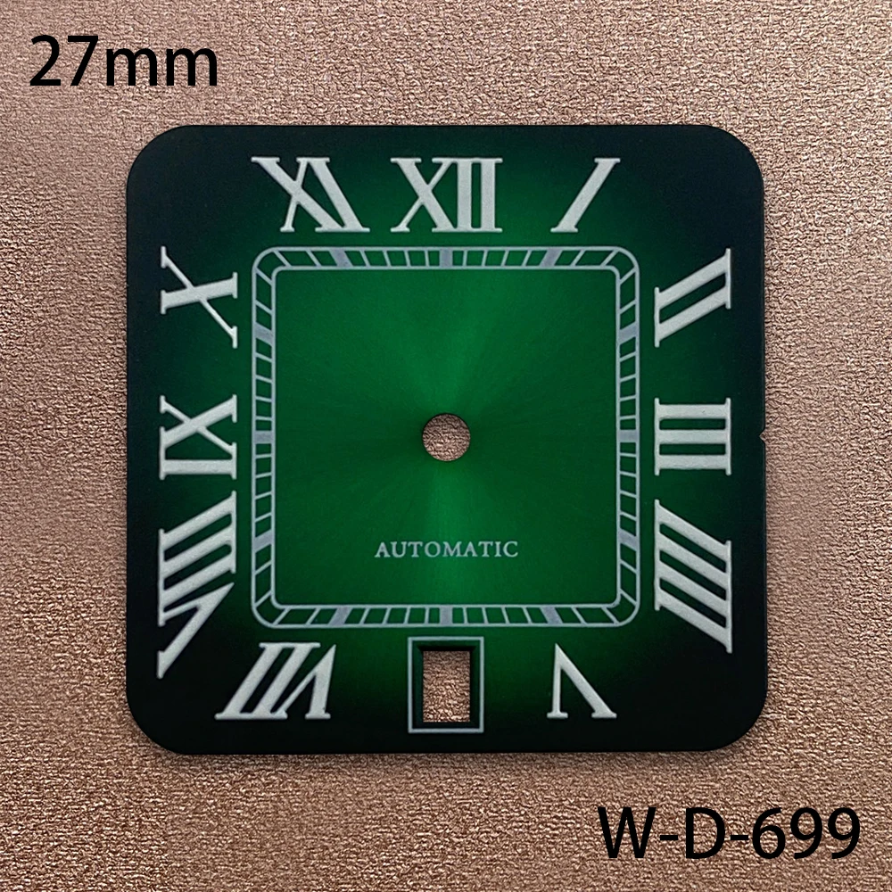 27mm s logotipo quadrado roma dial adequado para movimento nh35/nh36 sunray/fosco acessórios de modificação de relógio de alta qualidade 6 horas