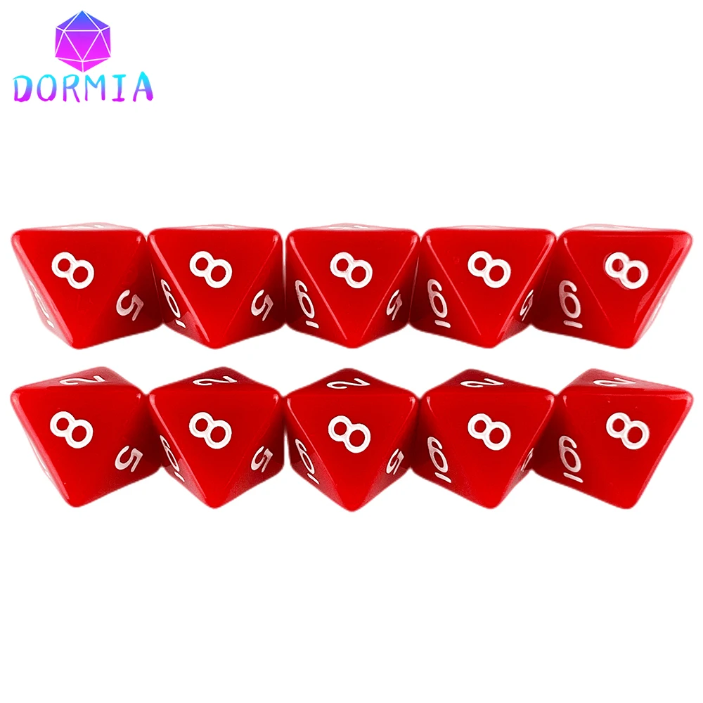 Dados D8 de efecto opaco poliédrico, 10 piezas, para mesa, juego de rol, accesorios