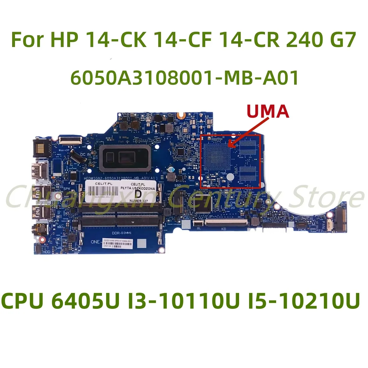 

For HP 14-CF 14-CK 14S-CF 14S-CR Laptop motherboard 6050A3108001-MB-A01 with CPU 6405U I3-10110U I5-10210U 100% Tested Fully