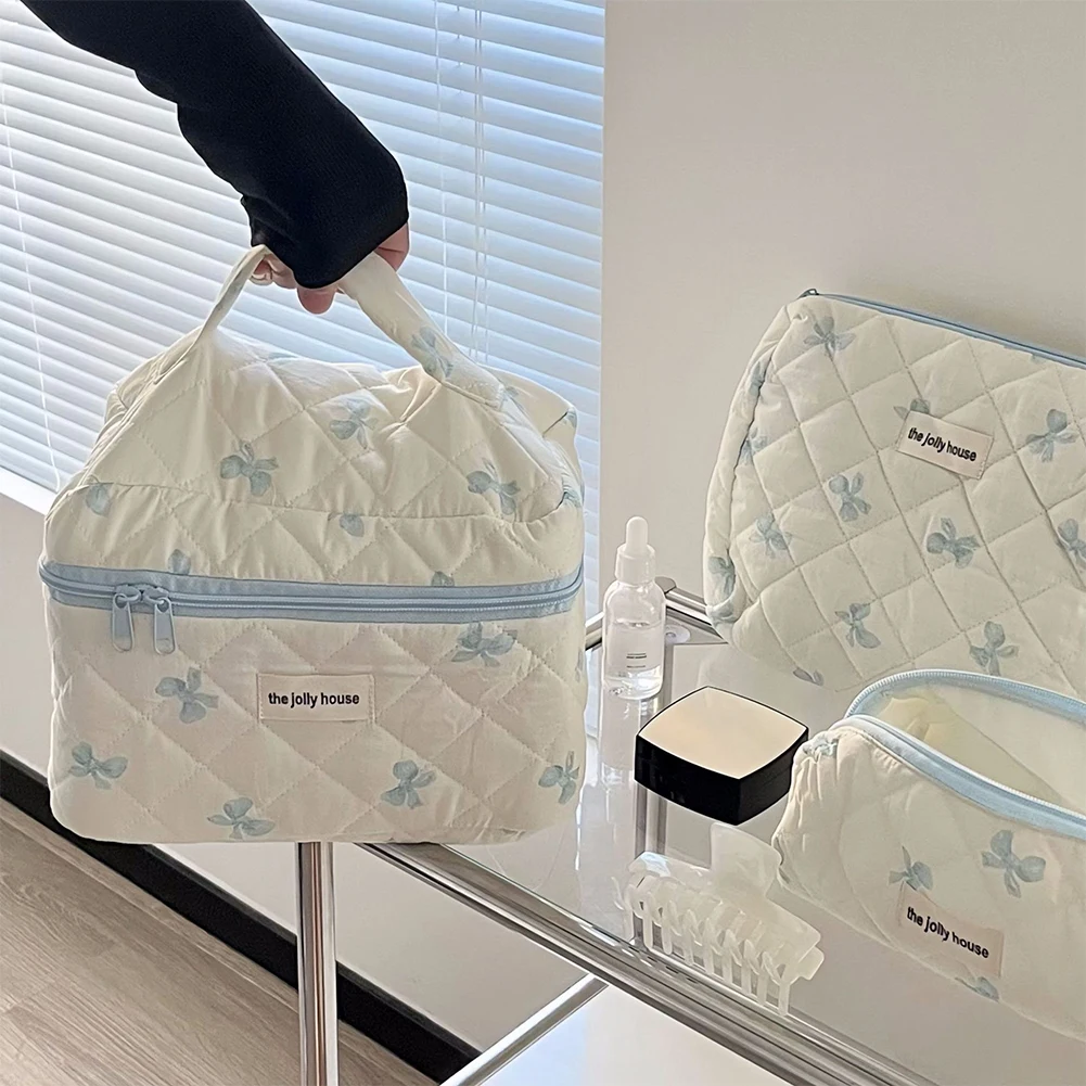 حقيبة أدوات الزينة اللطيفة مع سحاب منظم المكياج، حقيبة تخزين مبطنة من القطن لتنظيم مستحضرات التجميل للنساء والفتيات #3