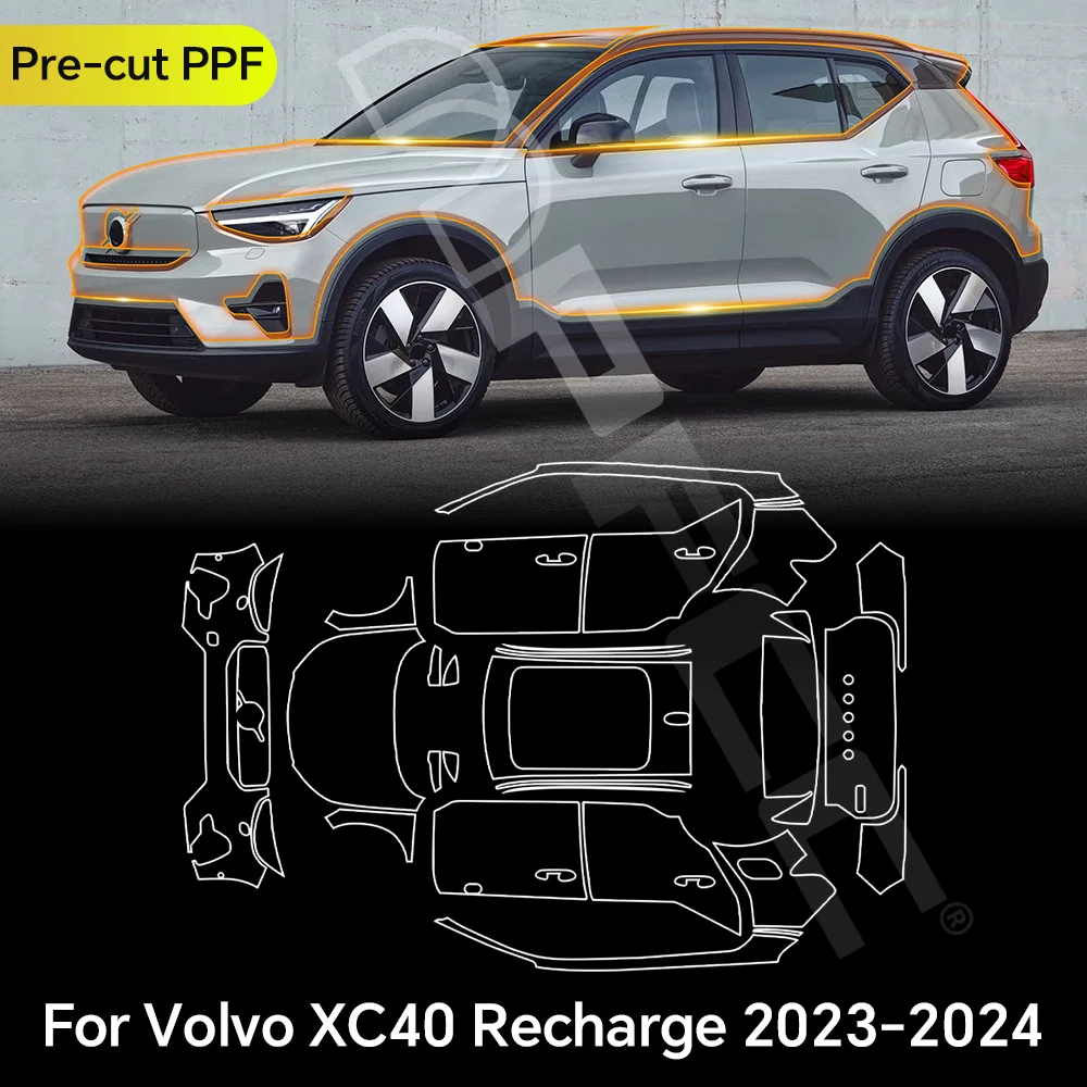 

For Volvo XC40 Recharge 2023-2025 TPU Paint Protection Film Clear Bra Car Body Anti-scratch Pre-cut PPF Resistant Invisible Kit