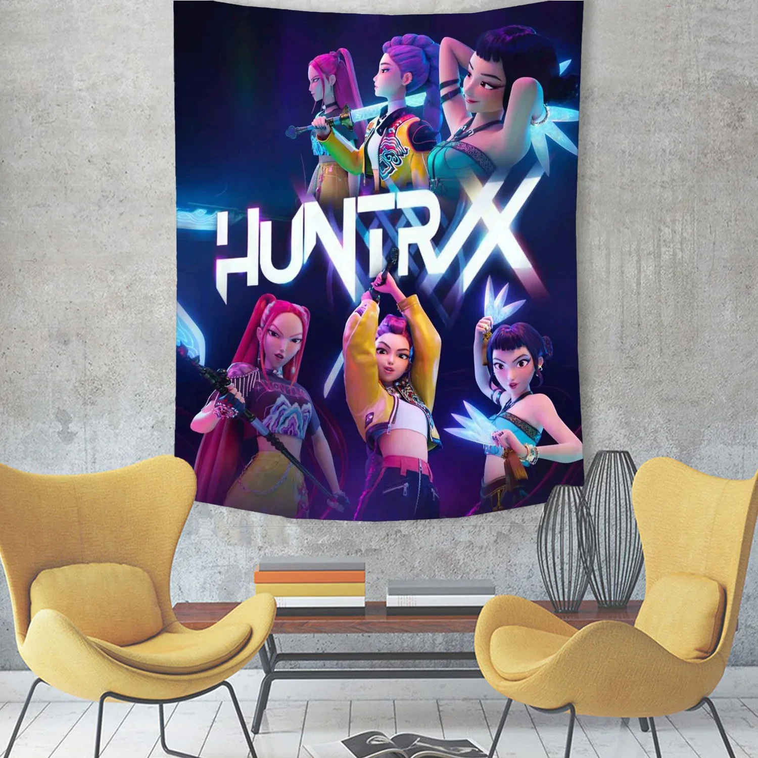 KPop Rumi Mira Zoey Demon h-Hunters Kreskówka Gobelin Dekoracja Pokoju Wystrój Domu Sypialnia Tkanina do Powieszenia na Ścianę