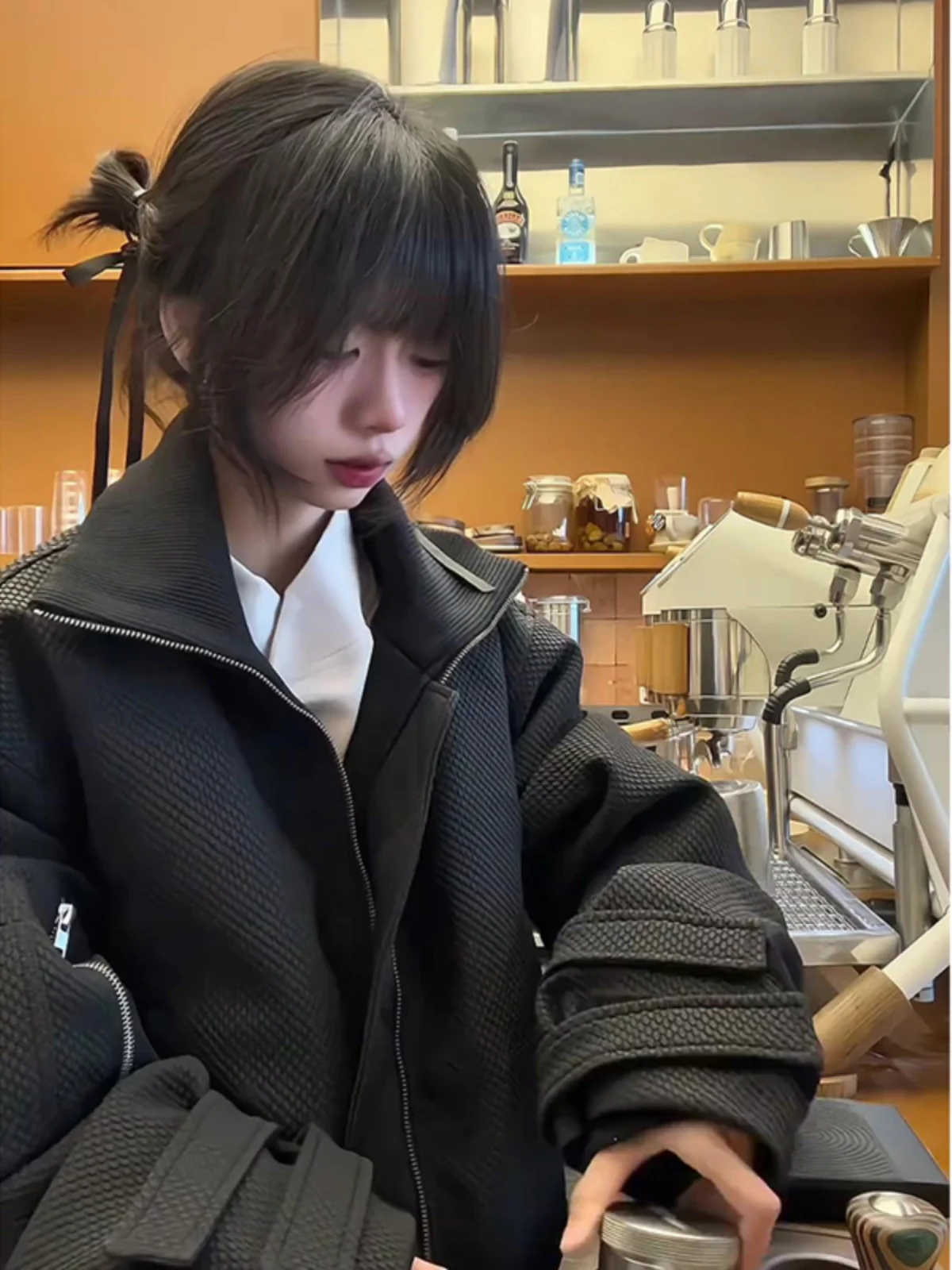 

Американский зимний пуховик-бомбер из хлопка для женщин, прямой крой, с утеплителем, верхняя одежда