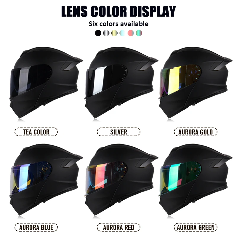 Uchoose DOT Approved Full Face Helmets Crash Motorbike Protective Gear Men Women Flip Up Helmet Motorcycle Double Sun Visor