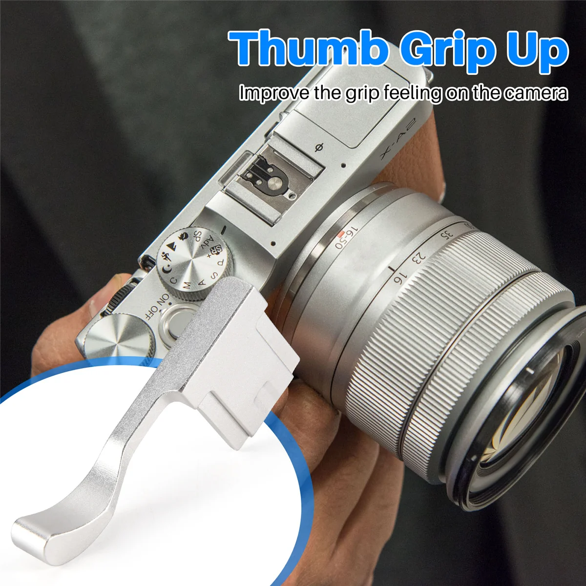 Metal Hot Shoe Cover Thumb Grip for Fujifilm Fuji X100F X100T X70 X-E3 X-A1 X-A2 X-A3 X-A5 X-M1 XA3 XE3 Silver