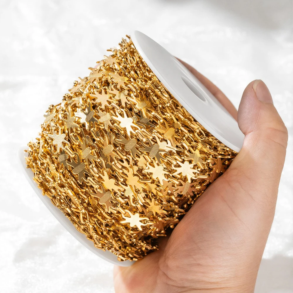 1 Meter Edelstahlkette mit Goldstern-, Fisch- und Schildkröten-Anhängern für DIY-Halsketten, Armbänder und Schmuckherstellung Zubehör – Detail 6