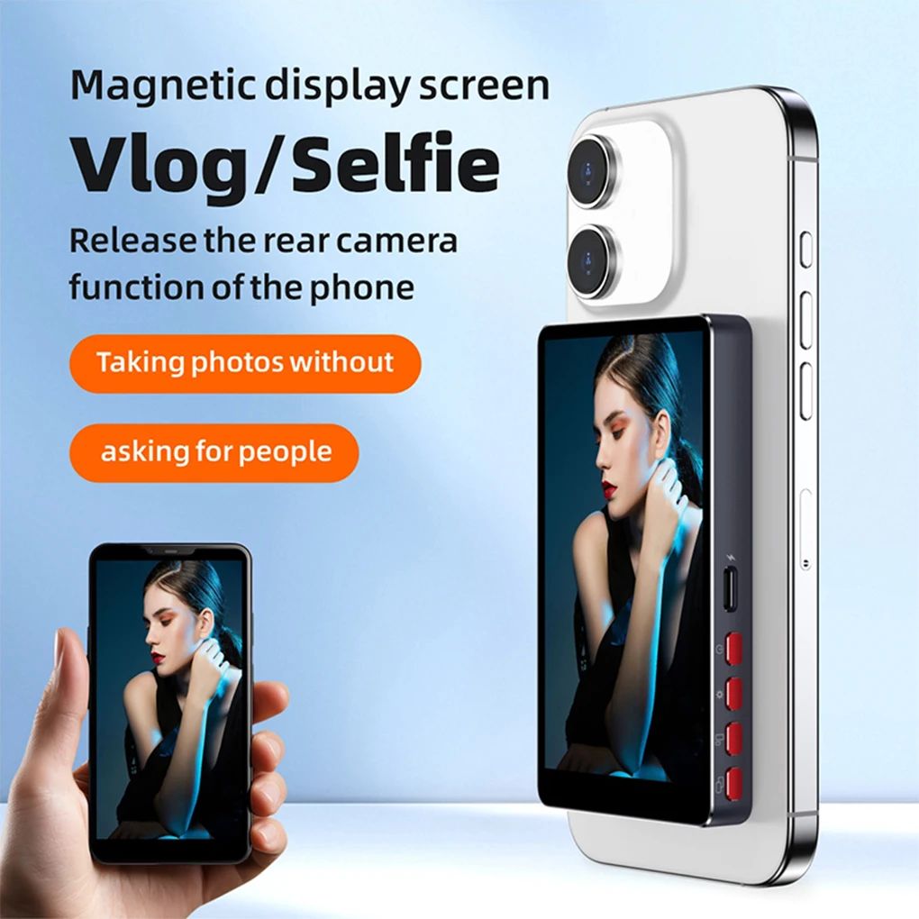 

Wireless Selfie Monitor for iphone Android Live Selfie Monitor Screen with Screen Mirroring Vlog Live Stream Selfie Monitor