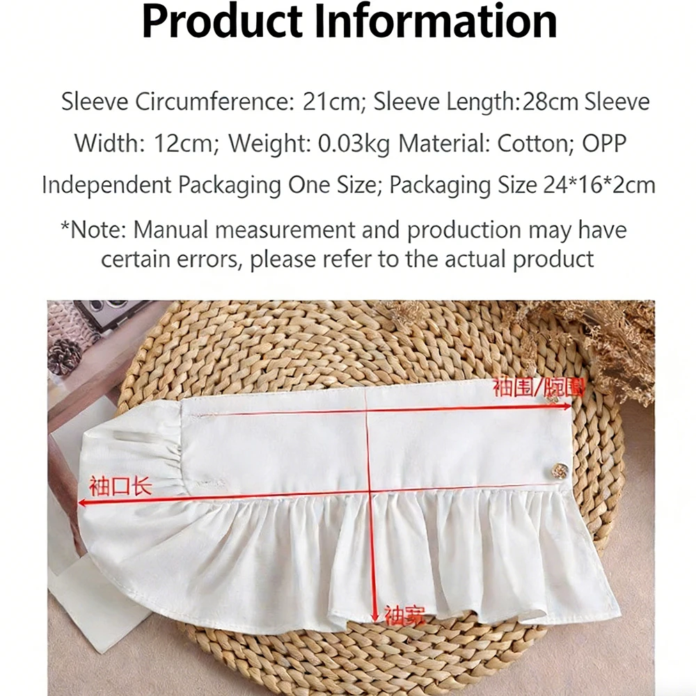 

Women White Lace Ruffled Fake Cuffs Detachable Sleeves Embroidery Floral False Cuffs Sweater Decoration Clothing Accessories