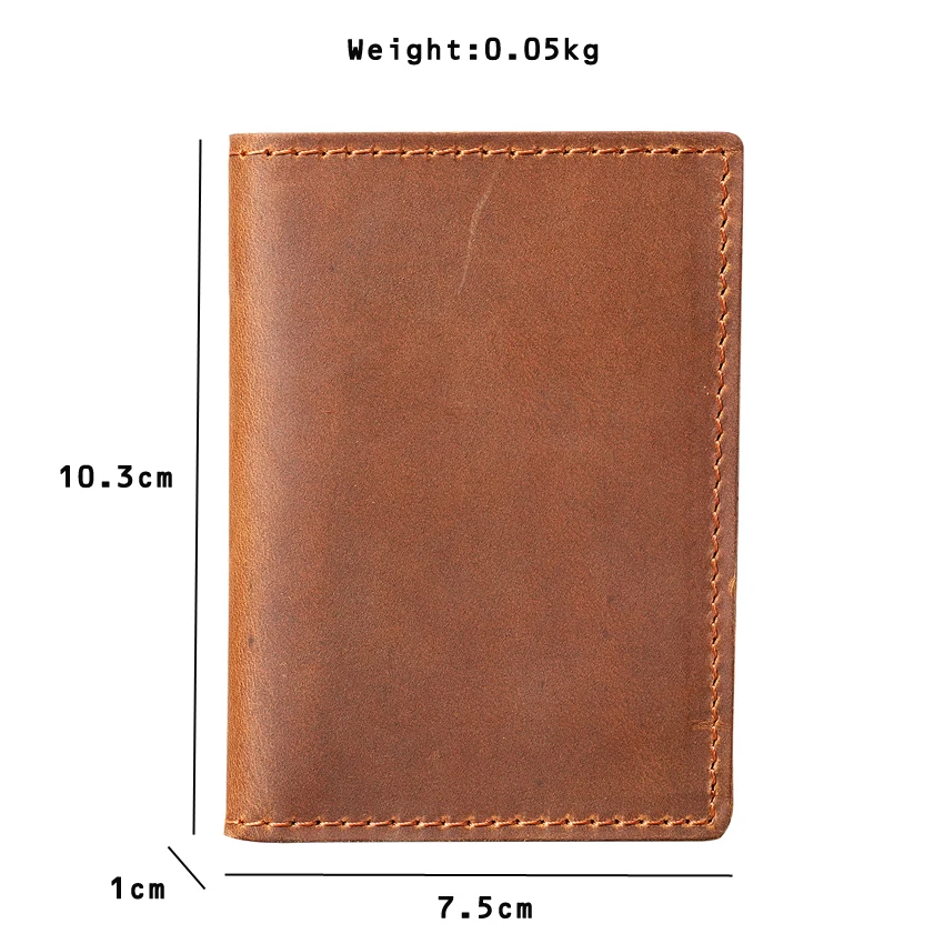 100% Genuine Leather Short Men Wallets Fashion Vintage Crazy horse RFID Blocking Minimalist Wallet Coin Pocket Male Money Bag