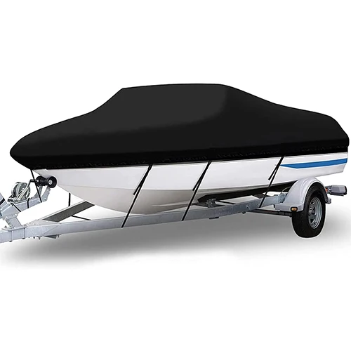 

25-27FT Черный V-образный корпус TRI-Hull Runabout Чехол для лодки Тяжелая морская ткань Оксфорд с защитой от УФ-лучей Водонепроницаемый чехол для корпуса Защита от разрывов