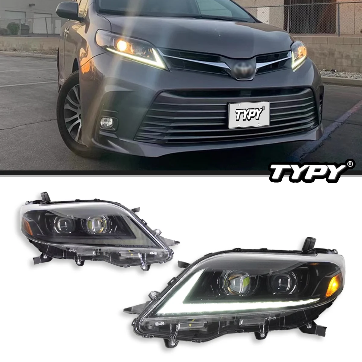 

TYPY Car Lights For Toyota Sienna Headlight 2011-2020 LED Projetor head Lamp Daytime Running Light Automotive Accessories