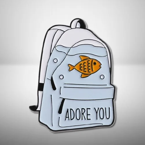 Fashionable Personalized Trendy Cute Cartoon Sweet Backpack Goldfish Sun Badge Creative Simple Niche Decoration Charming