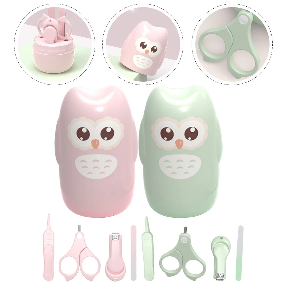 

2 set Baby Nail Kit Newborn Infant Toddler Safe Rounded Edges Design Storage Case Included Baby Nail Clippers File Scissors Set