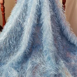 140x90cm Gray Silver Soft Haut Designer Tailored Artificial Feather Fabric Wedding Dress Clothes Costumes DIY Material