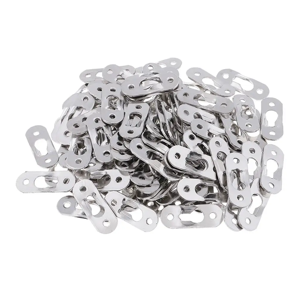 

100 Pieces Sliver Plated Metal Keyhole Picture Hanger Fasteners Hooks Silver Furnniture Hardware 37 x 13.5 mm for Hard Walls