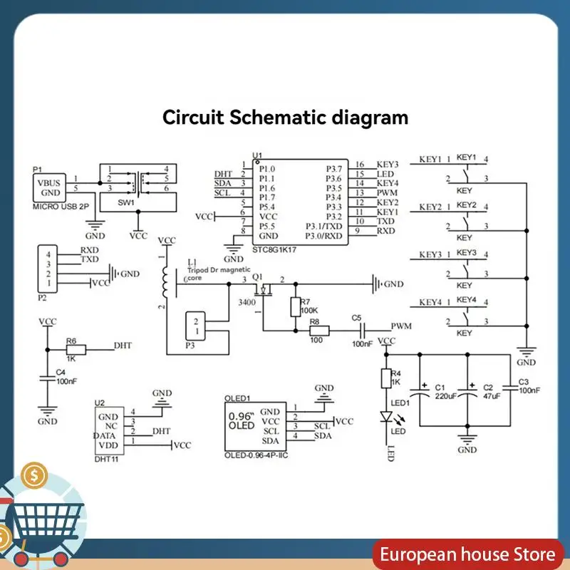 ABFA USB-увлажнитель, электронный сварочный комплект «сделай сам», печатная плата, OLED-дисплей, распылитель температуры и влажности, детали «сделай сам»