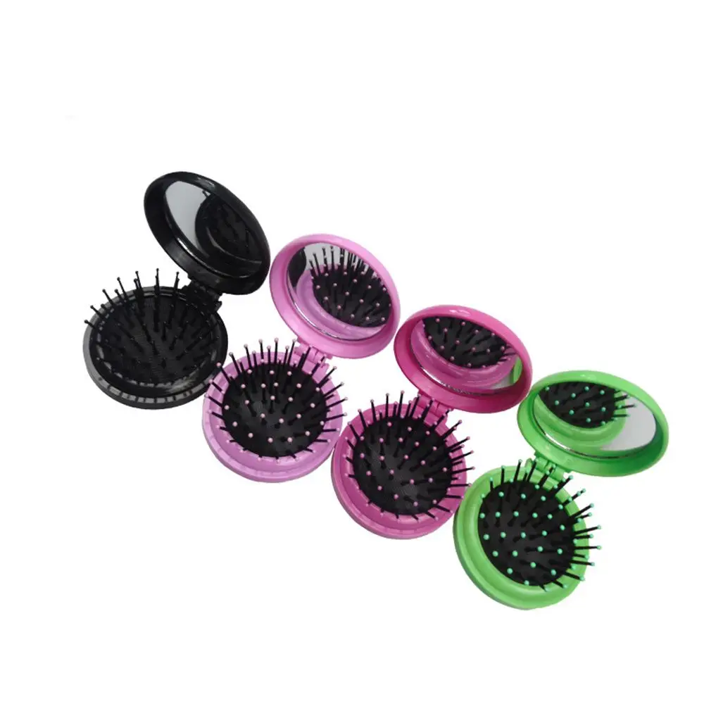 Mini Hair Comb With Folding Mirror Traveling Portable Massage Folding Comb Women Girl Hair Brush Styling Tools