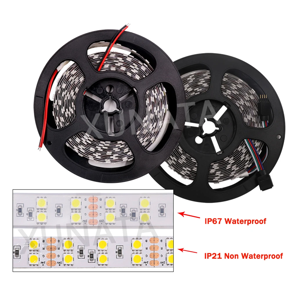 Imagem -04 - Qualidade Superior Fita de Led Smd 5050 Rgb à Prova Dágua 5m dc 12v 600led 120led m Branco Quente Duas Fileiras Faixa de Luz Flexível