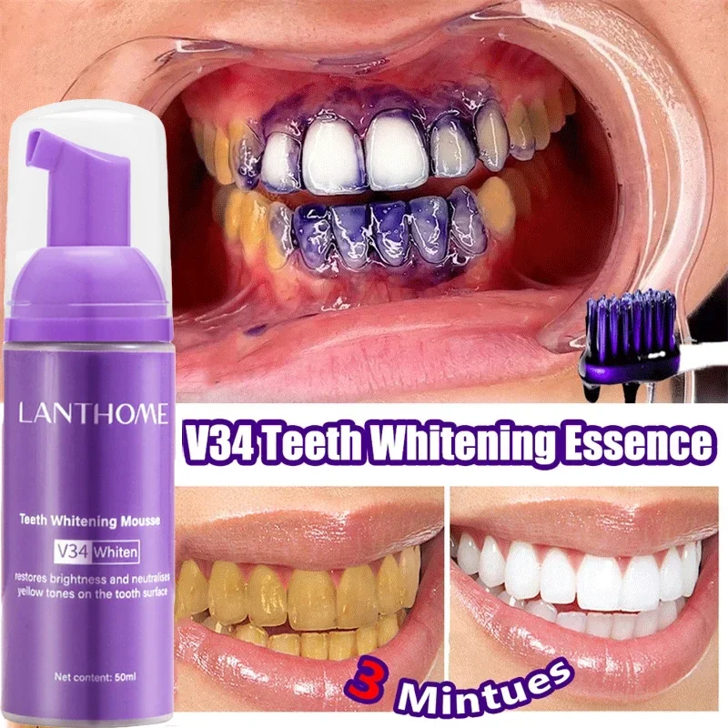 V34 Tanden Whitening Mousse Tandpasta Verwijderen Vlekken Tandplak Diepe Reiniging Te Verbeteren Gele Tanden Verse Adem Producten Verzorging